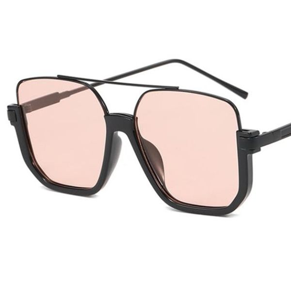 Óculos de sol da moda óculos de sol semi-peito unissex semi-pecados de vigas duplas com óculos de moldura de grande tamanho ornamental ornamental