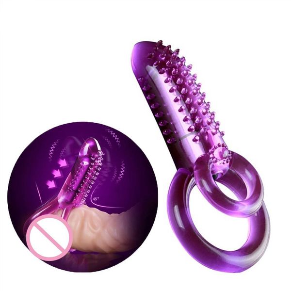 Sexspielzeug Massagers Silikon Flexible vibrierende Penisringe Clitoris Stimulator Vibrator Doppelring Verzögerung Ejakulationsring Schwanz Männlich Erwachsener