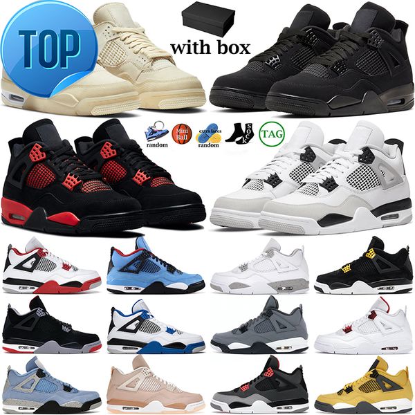 TOP Boots 4 4s Basketballschuhe für Männer und Frauen, Military Black Cat Red Thunder Sail University Blue White Oreo Tour Yellow Motorsports Bred Herrensport