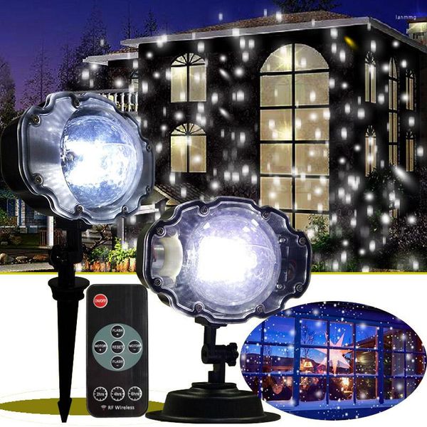 Decorazioni natalizie Proiettore di fiocchi di neve laser Luci da discoteca impermeabili a LED per esterni Natale Giardino domestico Luce stellare Decorazione Navidad