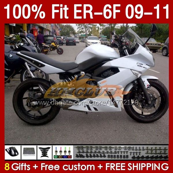 Kit de fadas de moldes de injeção para kawasaki ninja 650r er 6 f 650 r er6 f brishy branco 09-11