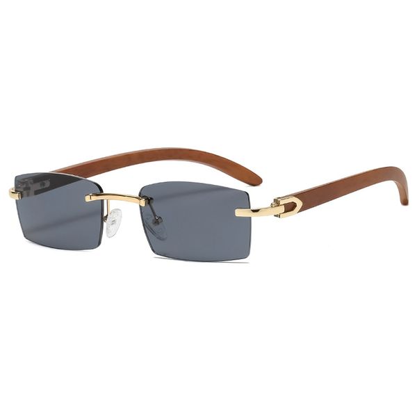 Neue Mode-Sonnenbrille für Herren, ultraklar, rahmenlos, Sonnenbrille mit Ozeanscheiben-Diamantbesatz, Trend DF 7533