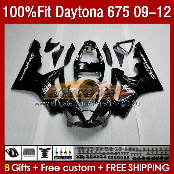 Moldões de injeção para Daytona 675 675r 2009-2012 Bodys 150no.0 Daytona675 09 10 11 12 Bodywork Daytona 675 r 2009 2010 2012 2012 OEM Fairing Kit Glossy Black Black