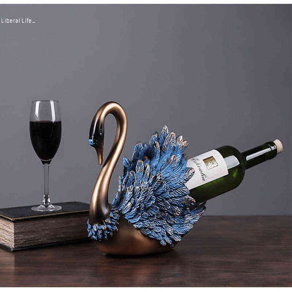 Oggetti decorativi Figurine JIEME Artigianato in resina europea Portico Camera da letto Casa Cigno Decorazioni Ornamenti Regali aziendali creativi Decorazione portabottiglie vino rosso T220902