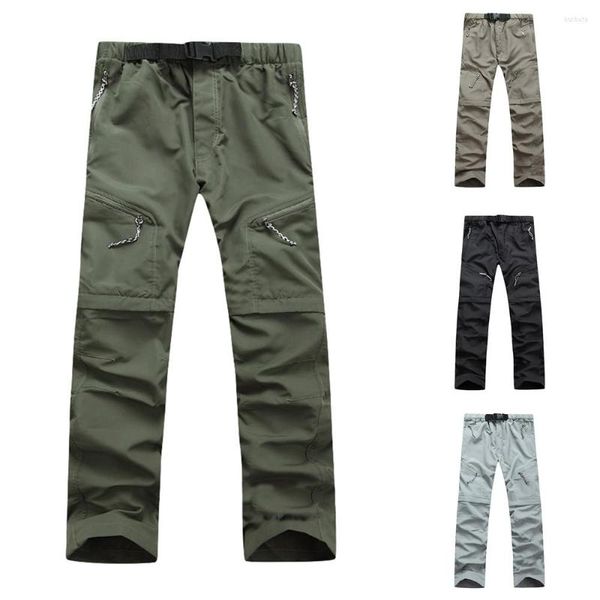 Herrenhose Herren Outdoor Schnelltrocknende elastische Taillenfracht Einfarbige abnehmbare Hose mit Reißverschlusstaschen Streetwear