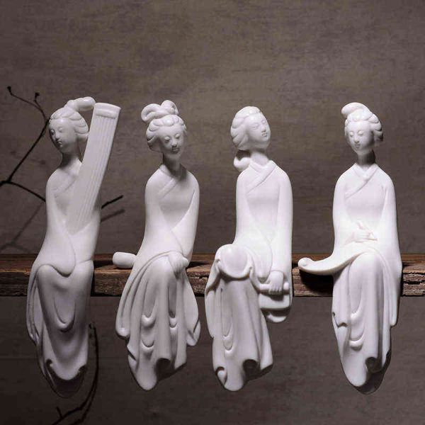 Oggetti decorativi Figurine F Dehua Porcellana bianca Ornamenti per la casa ical Ladies Arredamento per la casa Decorazione Creativo Tè in ceramica Soggiorno Figurine T220902