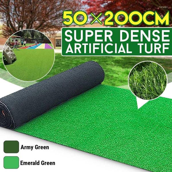 Flores decorativas 50x50cm/100cm/200cm Artificial Grass Carpet Garden Jardim Sod Ranco de palha sintética paisagem para decoração de casamento em casa