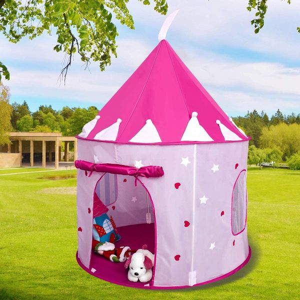 Игрушечная палатка Принцесса Касл играет складной всплывающий розовый Play House Girl и Boy Pretend Game