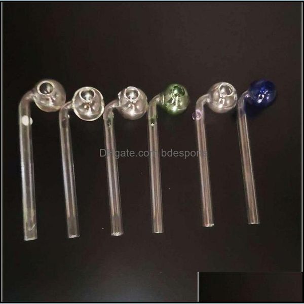 Tubi di fumo Bruciatore di vetro Tubi di fumo Rotondo Chiaro Shisha Narghilè Tubo di piegatura Mini Fumo Gadget Mti Colore Alta qualità 1 9Ps G2 Dr Dhmy8