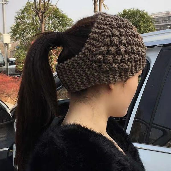 Beanie/Kafatası Kapakları Moda Şapkaları Kadın Kafa Bandı Yeni Kış Sıcak Türban Yumuşak Örme Kafa Bandı Tasarım Elastik Saç Bantları Headwrap Saç Aksesuarları Lady için