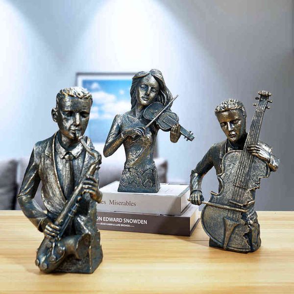 Estatuetas decorativas jieme europeu Musicians Creative Home Living Room Office Small Decoration Nordic Bookcase Wine Cabinet Decoração