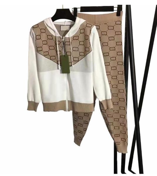 Tute di lusso da donna Giacca a fiori e pantaloni Trouse Sport Slim per Lady Designer con lettere Cerniere Set con cappuccio primavera autunno