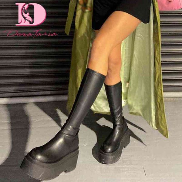 Boots Doratasia Luxury Brand Design Женская платформа Boots Boots Fashion Chunky High Heels Women's Boots 2022 Party Street Shoes woman 220903