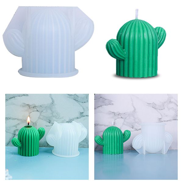 Outros artes e artesanato cactus vela silicone molde sab￣o artesanal Moldes de decora￧￣o de decora￧￣o 3D para velas, tornando os acess￳rios para casa 20220903 E3