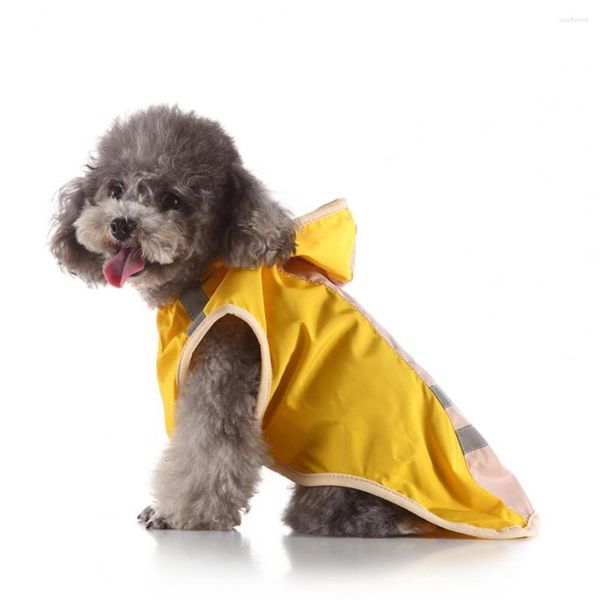 Hundebekleidung, Regenjacke, wasserdicht, winddicht, verschleißfest, kontrastierende Farben, mit Kapuze, reflektierender Polyester-Welpenmantel für Reisen