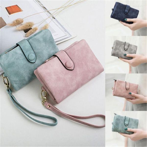 Wallets Frosted Wallet Female Short Korean Student Small Fresh And Cute Three-fold Card Holder