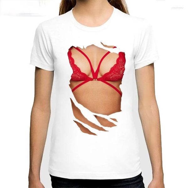Damen T-Shirts Damen T-Shirt Creativeb Perfect Body Sexy Girls T-Shirt Casual 3D Boobs Print Weste Big Breast Design
