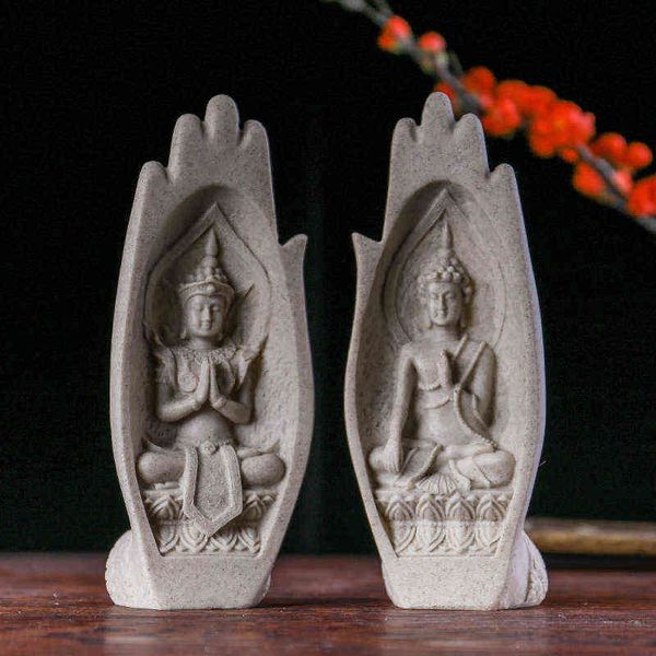 Oggetti decorativi Figurine Thailandia che prega Buddha ornamenti a mano Vintage Art Crafts scultura in resina creativa casa soggiorno decorazione portico T220902