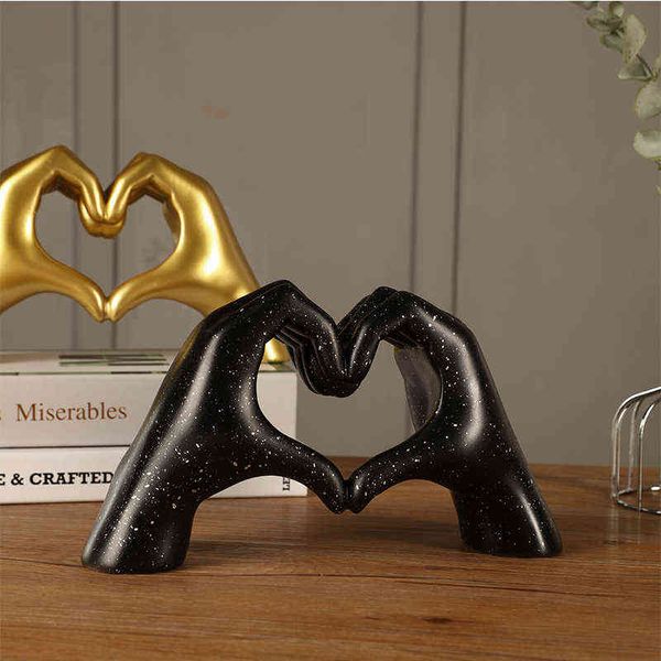 Figurine decorative Gesto del cuore nordico Scultura Decorazione domestica Love Live Statue Figurine Ornamenti nuziali per soggiorno Accessori da scrivania 906