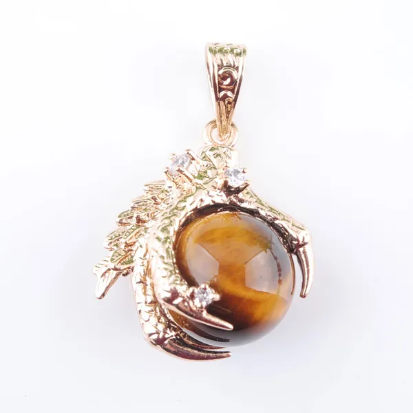 Tieranhänger Naturstein Tigerauge Roher Edelstein Charm Amulett Runde Kugel Drachenklaue Kristall Reiki Chakra Anhänger Perlenschmuck N3093