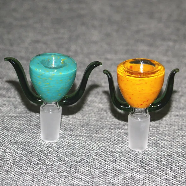 14 -миллиметровая чаша Стеклянная бонгя мужские кальяны с 3 цветами оптом курящие табачные миски для силиконовой водопроводной трубы бонга