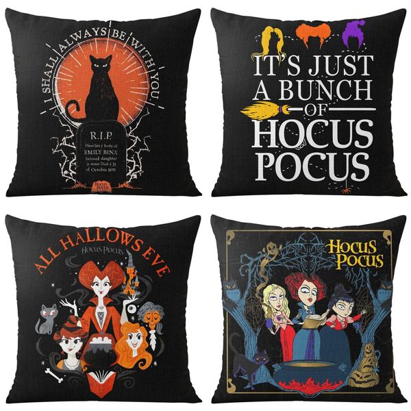 Caso de travesseiro Halloween Throw er Hocus Pocus Sisters Witches 18 x polegadas Decora￧￵es de casa almofada para sof￡ sof￡ de 4 gota d homefavor ami5q