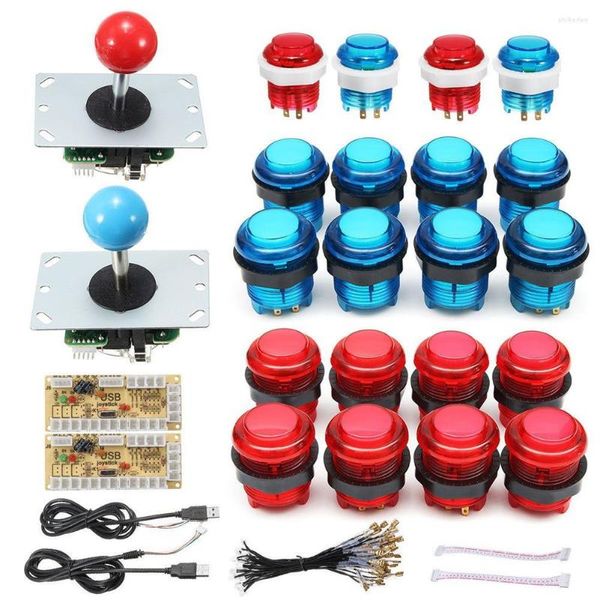 Controladores de jogo kit de joystick de arcade diy com 20 botões de LEDs codificadores USB Conjunto de peças Acessórios para peças