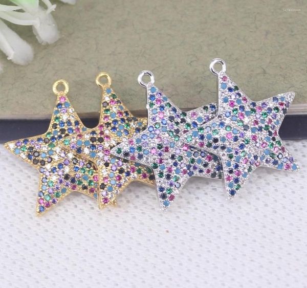 Collane con ciondolo 5 pezzi in metallo rame micro pavé di perline colorate CZ Star per la creazione di gioielli per collane