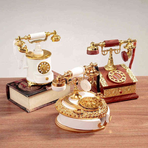 Objetos decorativos Figuras Dial retro Telefone Linha fixa de música Ornamentos de sala de estar em casa Ornamentos de decoração criativa Decoração T220902