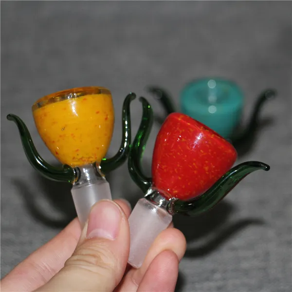 Rauchen Großhandel Blume Glas Schüssel 14mm 18mm Männlich Wasser Bong Shisha Pfeife mehr Farbe machen kann