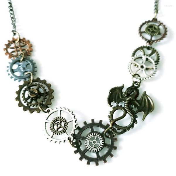 Choker Copy Style Различные шестерни с летающим драконом Vittinage Industrial Mechanical Steampunk Collece 50 см.