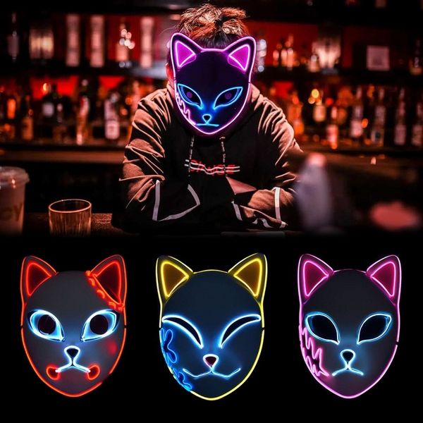 Máscaras de festas de anime Máscara liderada Cosplay Props Sabito Kamado Tanjirou Makomo Halloween Party Festa Light Masks para adulto 903