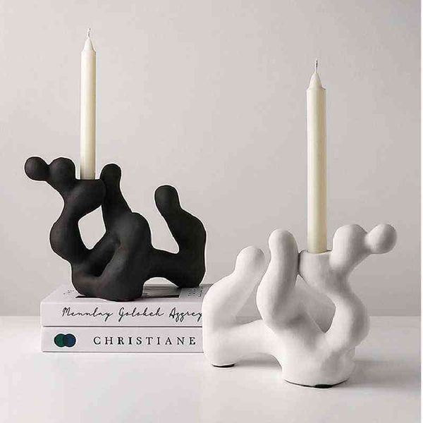 Objetos decorativos Figuras de cerâmica nórdica Candle Candle Candle Modern Casa Casa Casa Primeira Decoração de Desktop Decoração do Ornamento T220902