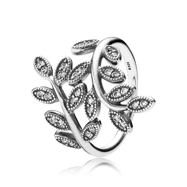 Autêntico Sterling Silver Selving Sparkling Leaf Ring Women Girls Wedding Party Jewelry Conjunto para Pandora CZ Diamond Noivage Great Rings com caixa original