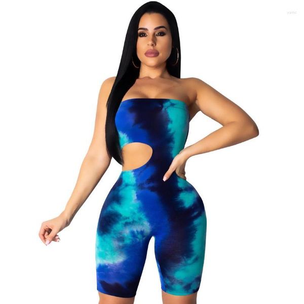 Jumpsuits von Frauen ROMPERS ROMPERS 2022 Frauen Jumpsuit Krawatte Färben bodycon trägerloser Casual Club Party Strampler Overalls Femme Sommer