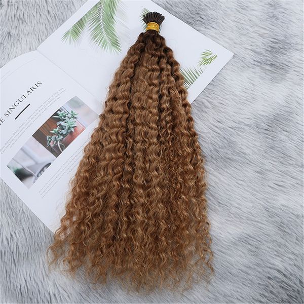 Ombre color I tip Hair Extensions Curly Micro Links Prebonded Keratin itip hair extension 100g