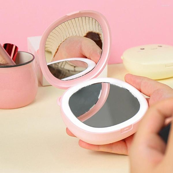 Espelhos compactos dobráveis ​​maquiagem espelho de mão mini portátil carregamento USB Artefato cosmético mais quente para meninas