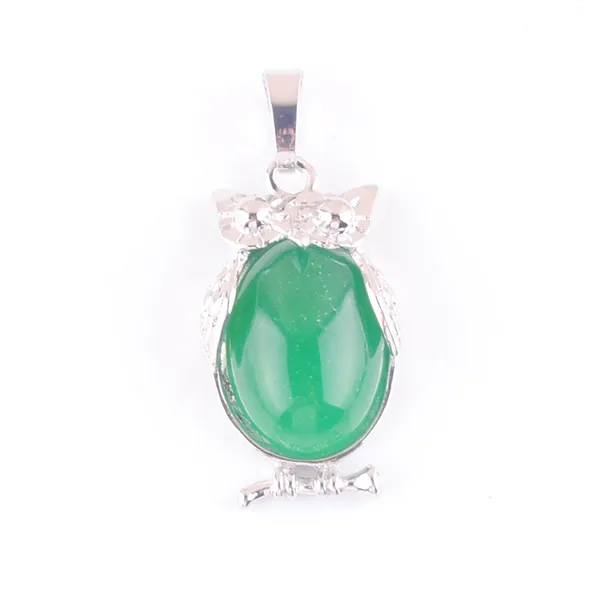 Pingente de coruja minúscula de pedra verde de pedra natural Reiki Lucky Animal Charm Jóias de charme para mulheres Presente N4660