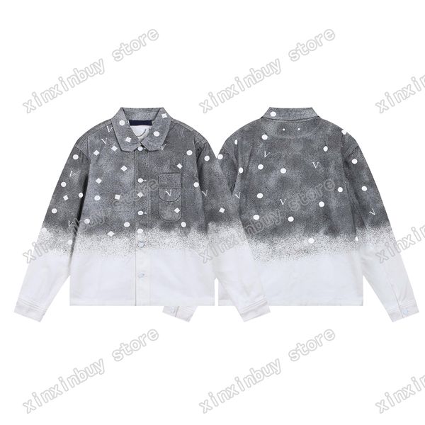 Xinxinbuy Men Designer Coats Jackets gradiente estrelado com estampa de céu longa Mulheres de webbing Longa Black White Grey S-XL