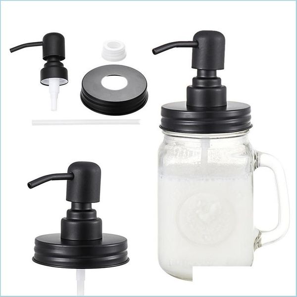 Bottiglie di stoccaggio barattoli 1 pezzi Black Mason Jar BASP SPEAPS COPERSE RU RU RUSCHE 304 Acciaio inossidabile Liquido Piccola Testa Piccola Testa Homeindustry Dhqsr