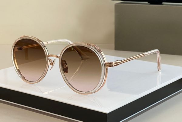 Óculos de sol redondos cristal ouro metal/marrom sombreado feminino óculos sunnies occhiali da sole uv400 óculos com caixa