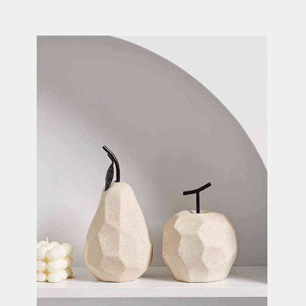 Dekoratif figürinler nordic ins wabi-sabi tarzı seramik elma armut süsleri basit oturma odası tv dolabı şarap dolabı sundurma ev dekorasyon el sanatları