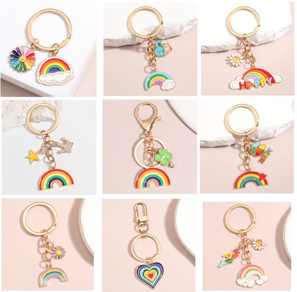 Simpatico portachiavi a forma di nuvola arcobaleno Portachiavi a forma di sorriso Portachiavi smaltato per borsetta da donna