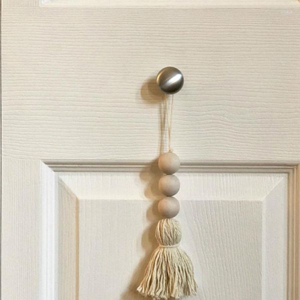 Figurine decorative 2 pezzi Nappa perline fattoria Ghirlanda di legno naturale Baby Nursery Room Door Decor Rustic Wedding Vaso Ornamento