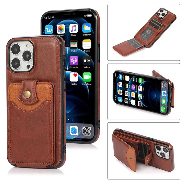 Casos de telefone de designer de couro para iPhone 14 13 Pro máximo 12 mini 11 xs xr 8 7 Plus Cover Capa de luxo Pocket Pocket TPU Multifuncional Caso
