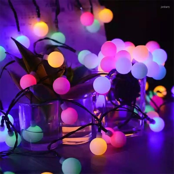 Strings Solar LED Light String 200 Lights Small White Ball Milk Foam Paesaggio esterno Decorazione del giardino Illuminazione del giorno di Natale