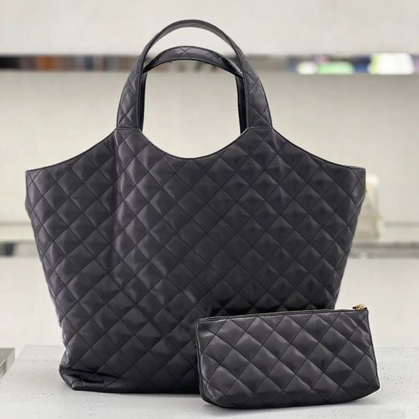 Extra große Tragetaschen aus echtem Leder, Handtaschen von Icare, modische Luxushandtasche, Arbeitstasche mit großem Fassungsvermögen, schwarze Shopper-Damen-Designertasche