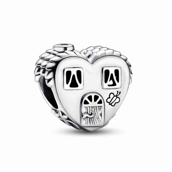 Heart House Happy Place Charm in argento sterling 925 Pandora Moments Family per il giorno di Natale Fit liquidazione Perline Bracciali Gioielli 792249C00 Andy Jewel