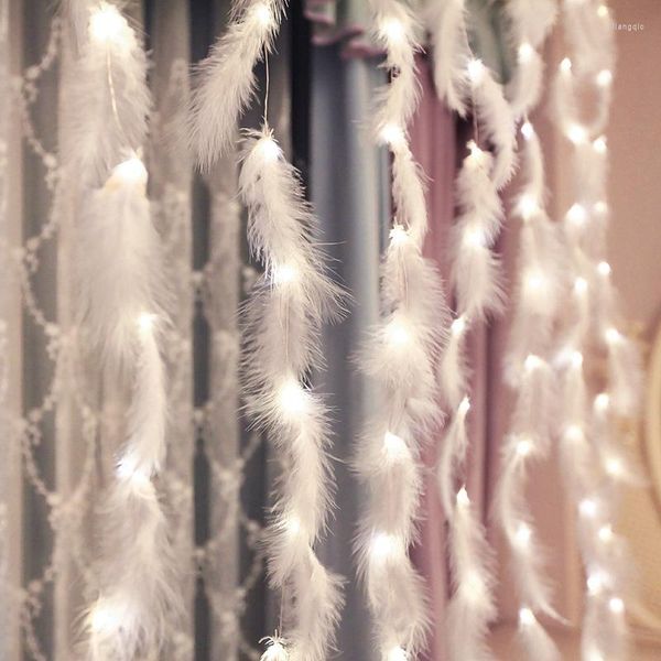 Strings Curtain LED String String Feather Star Lighting Girl Heart Room Decoração Holidamente