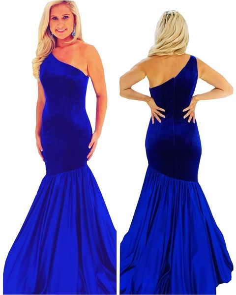 2022 Royal Blue Velvet Velvet Mermaid Prom Vestes